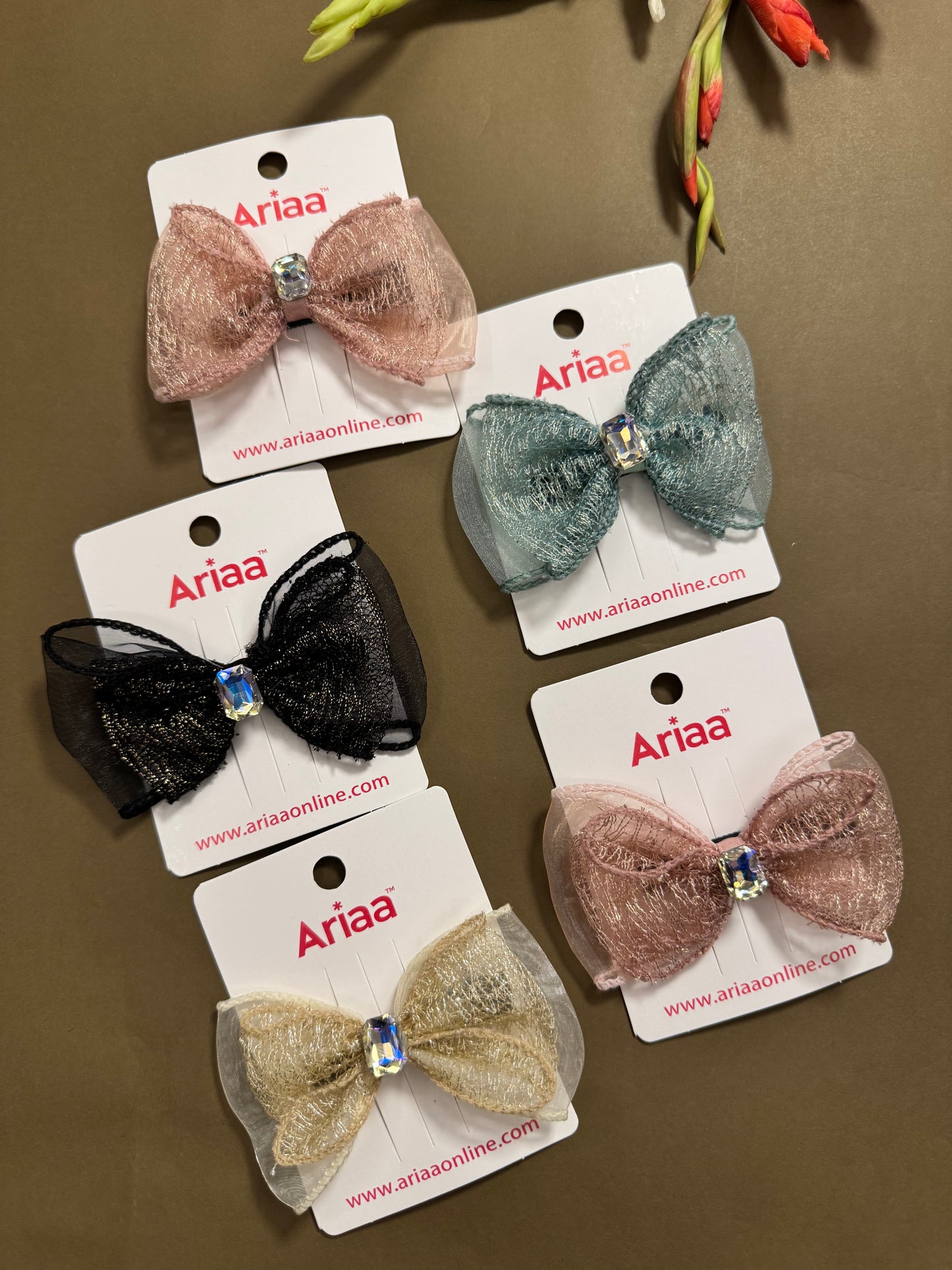 Crystal Bow Pins - 6