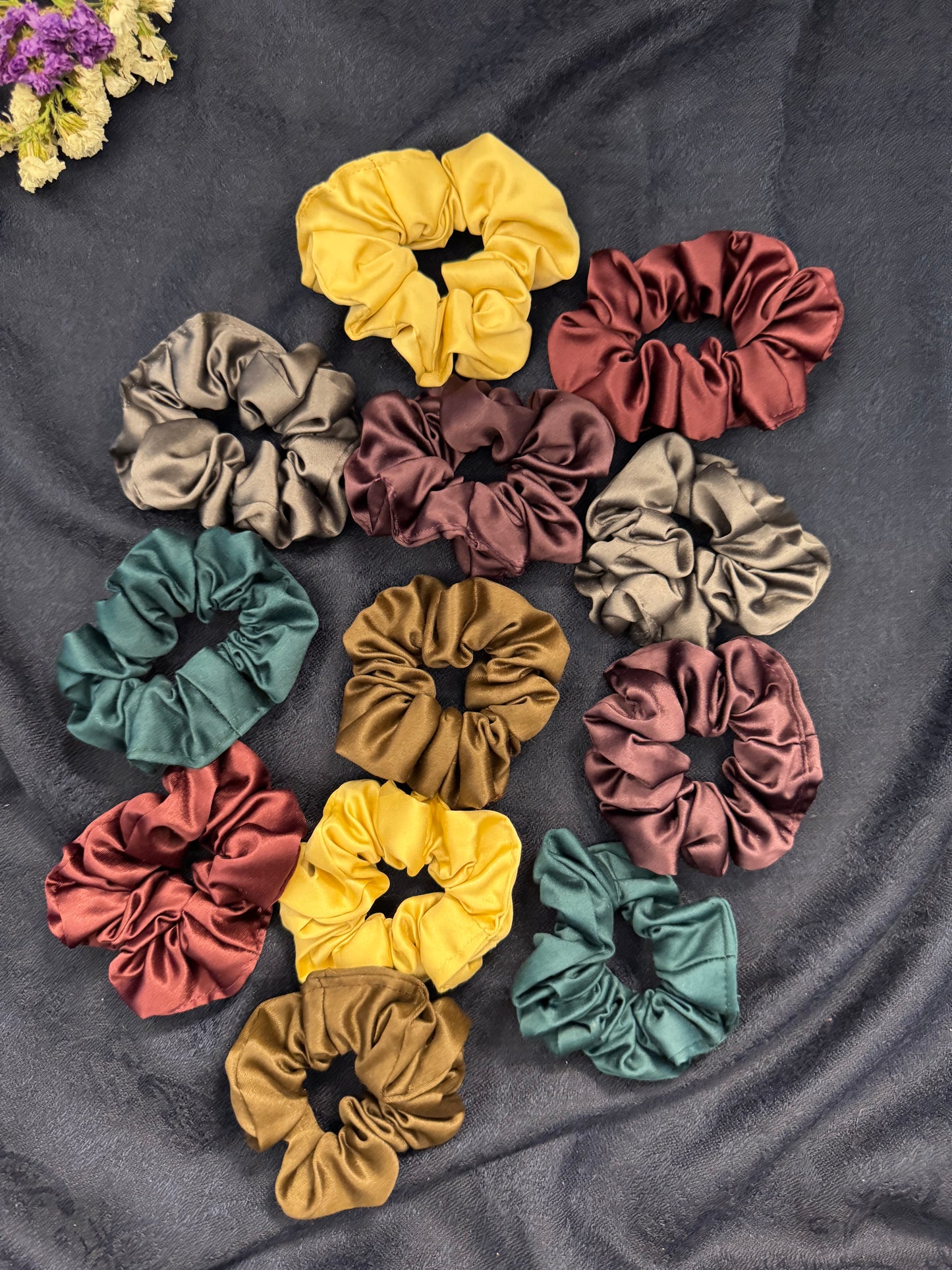 Ariaa Multicolour Medium Satin Scrunchies - 5
