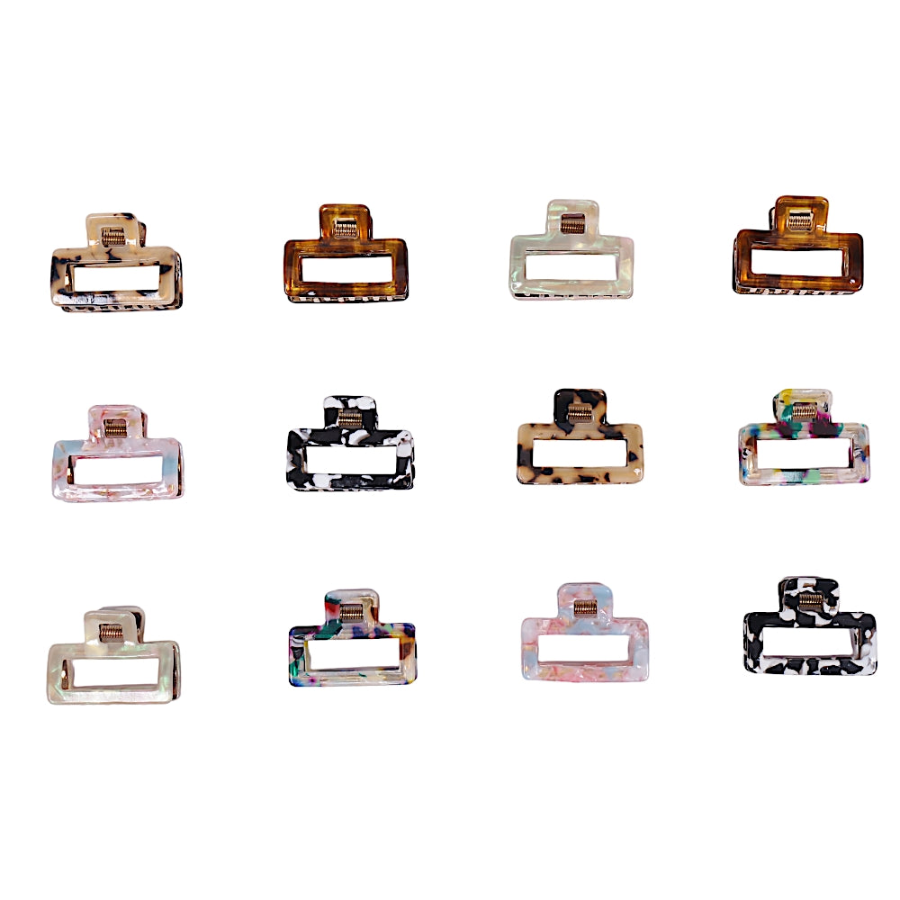 Rectangle Printed Claw Clips - 2 (Per Pc)