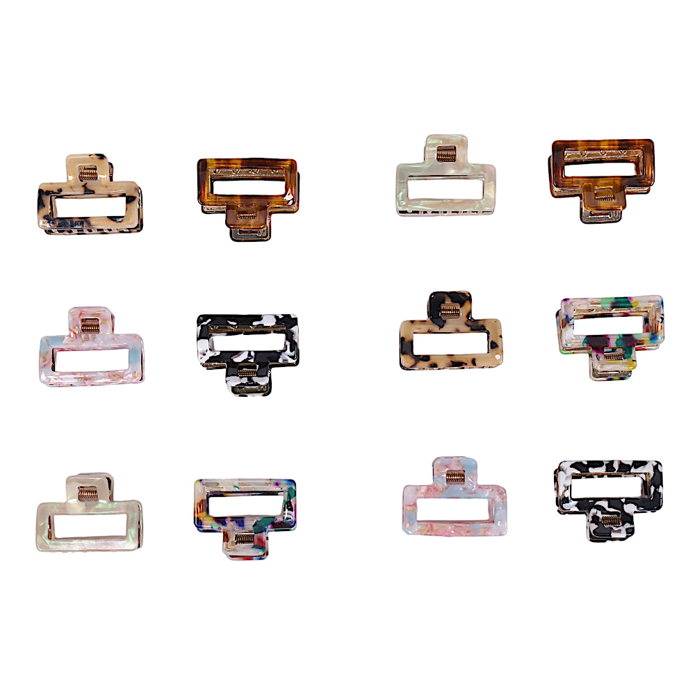 Rectangle Printed Claw Clips - 2 (Per Pc)