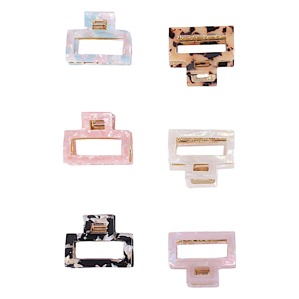 Rectangle Shaped Printed Claw Clips (Per Pc)