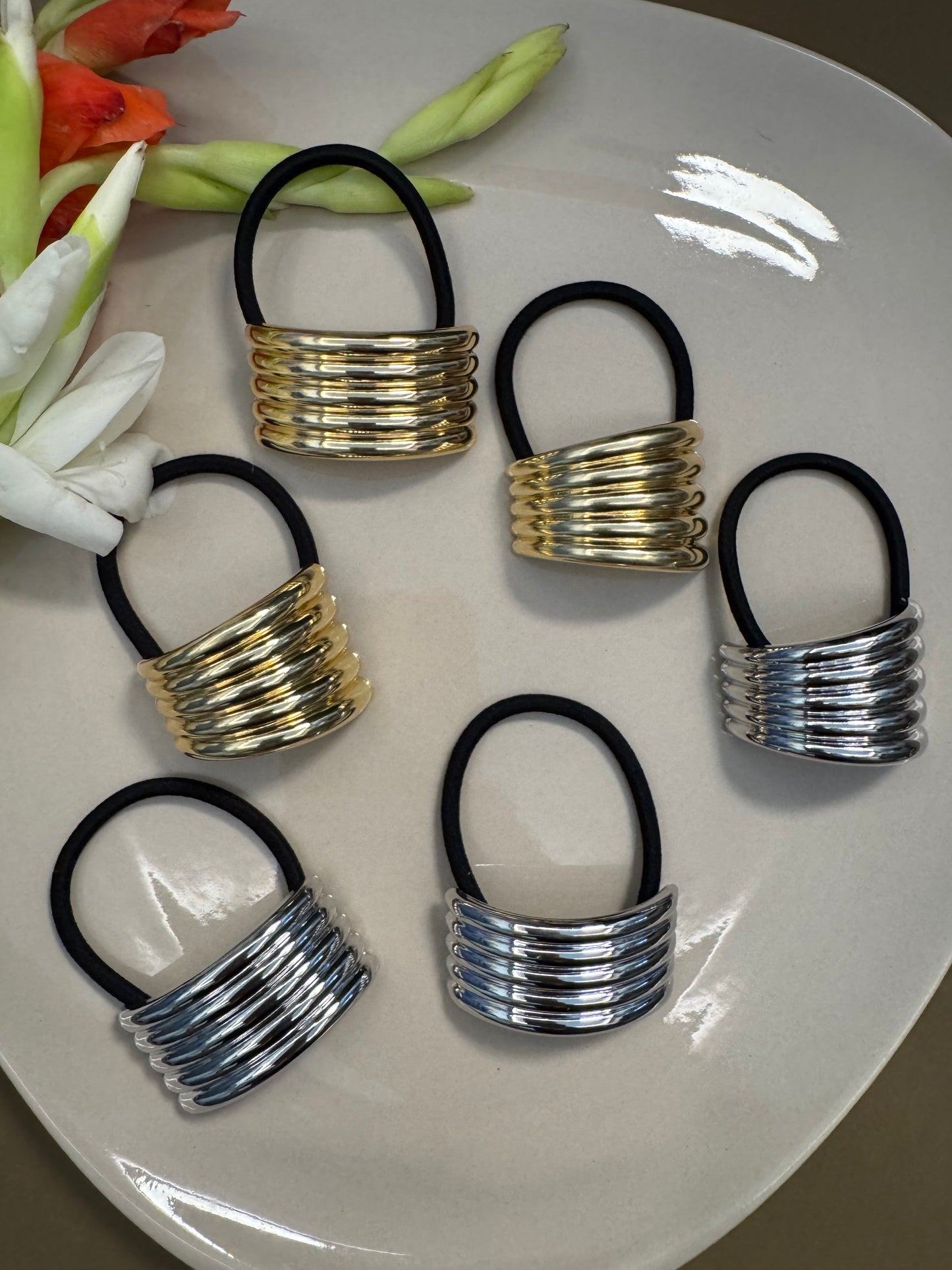 Ariaa Golden/Silver Ponytail Holder - 7