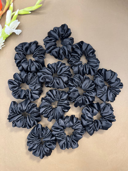 Black Jumbo Satin Scrunchies
