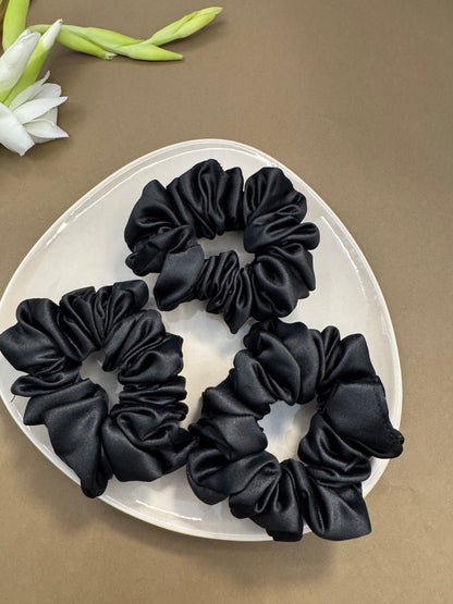Black Jumbo Satin Scrunchies