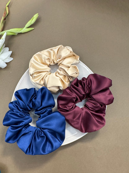 Ariaa Multicolour Jumbo Zipper Satin Scrunchies - 2