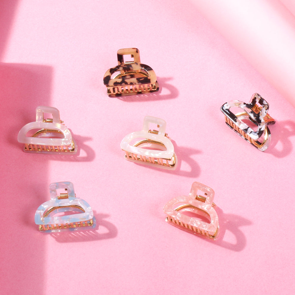 Multicolour Printed Claw Clips - 4 (Per Pc)