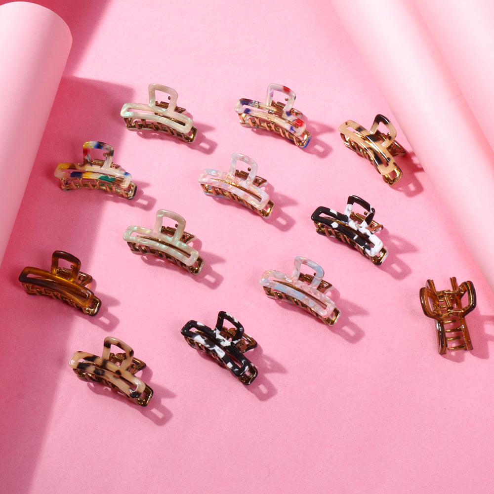 Multicolour Printed Claw Clips - 3 (Per Pc)