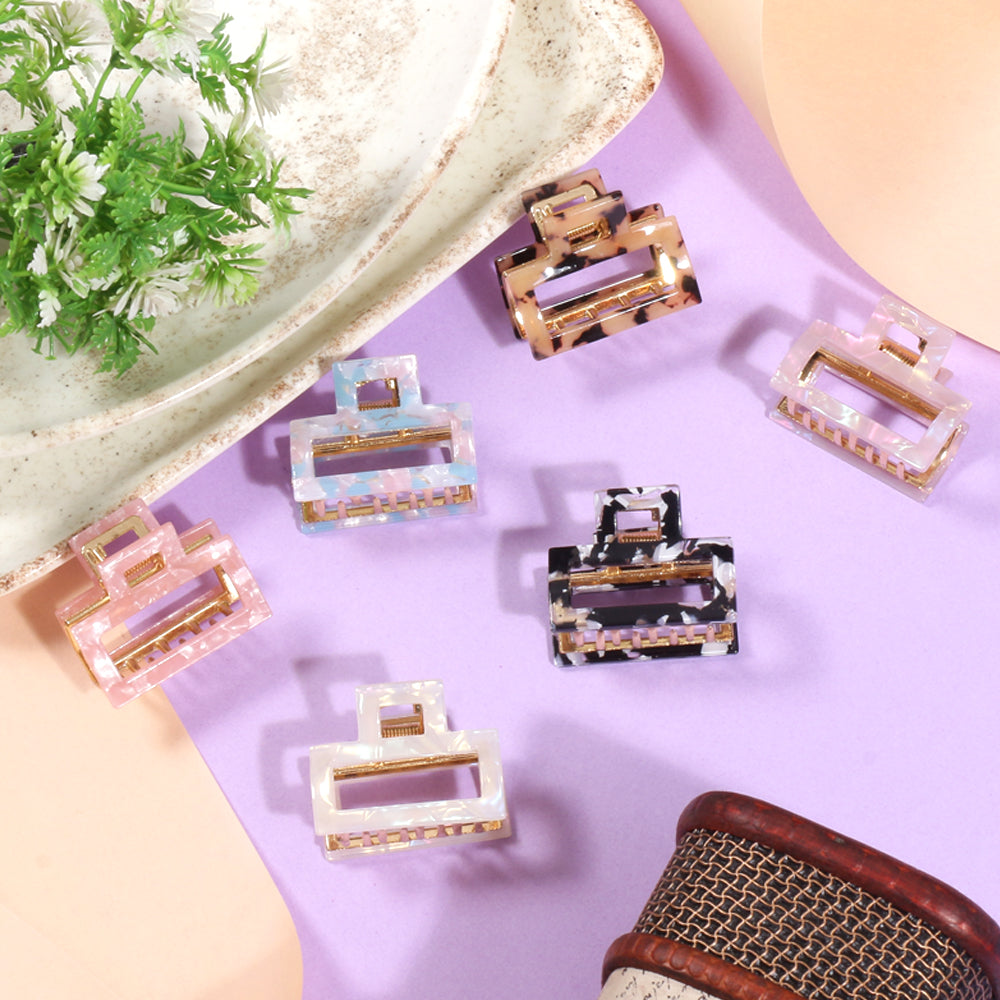 Rectangle Shaped Printed Claw Clips (Per Pc)