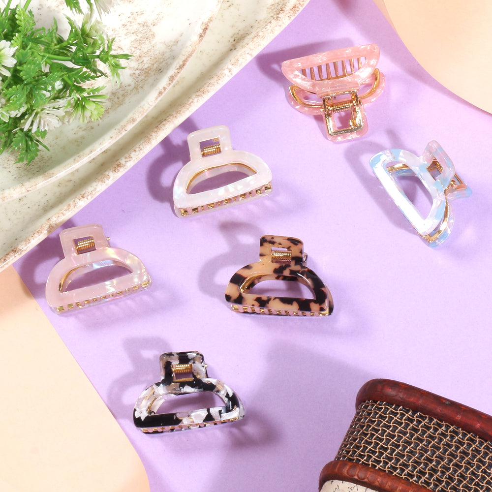 Multicolour Printed Claw Clips - 4 (Per Pc)