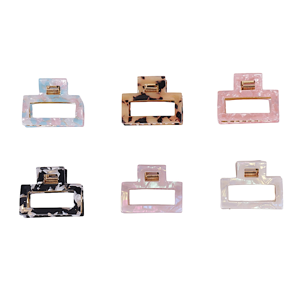 Rectangle Shaped Printed Claw Clips (Per Pc)